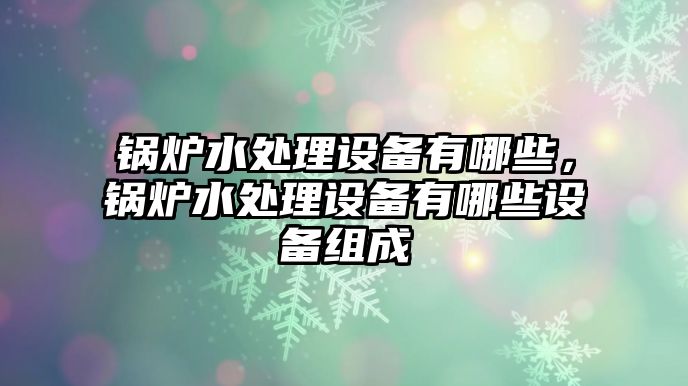 鍋爐水處理設備有哪些，鍋爐水處理設備有哪些設備組成