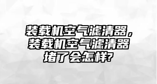 裝載機空氣濾清器，裝載機空氣濾清器堵了會怎樣?