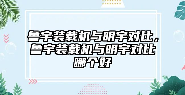 魯宇裝載機與明宇對比，魯宇裝載機與明宇對比哪個好