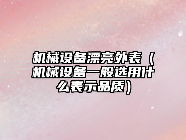 機械設備漂亮外表（機械設備一般選用什么表示品質）