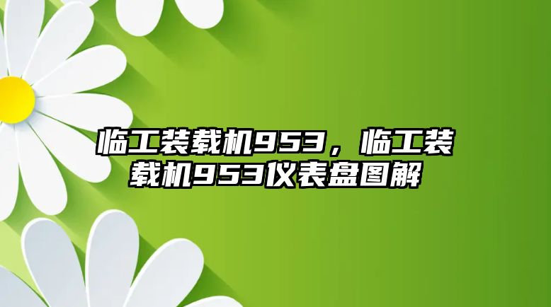 臨工裝載機953，臨工裝載機953儀表盤圖解