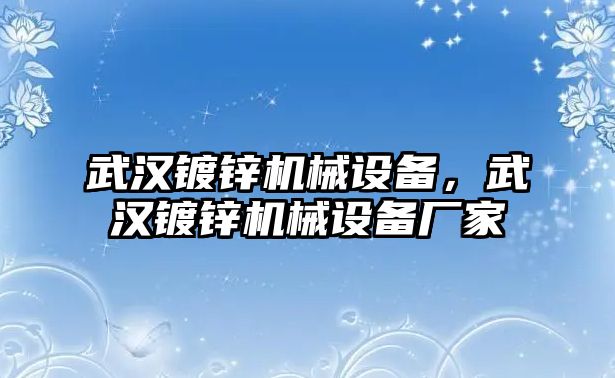 武漢鍍鋅機械設備，武漢鍍鋅機械設備廠家