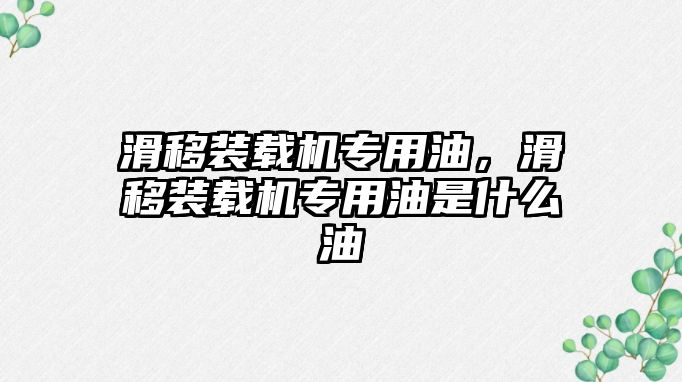 滑移裝載機專用油，滑移裝載機專用油是什么油