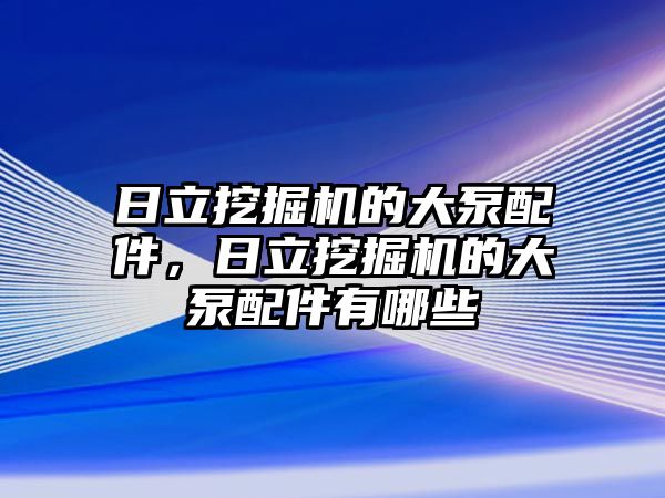 日立挖掘機的大泵配件，日立挖掘機的大泵配件有哪些