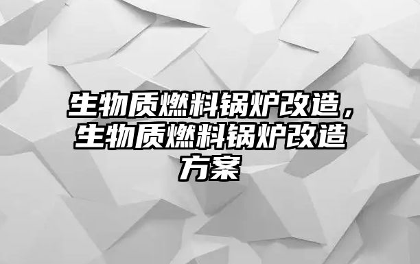 生物質燃料鍋爐改造，生物質燃料鍋爐改造方案