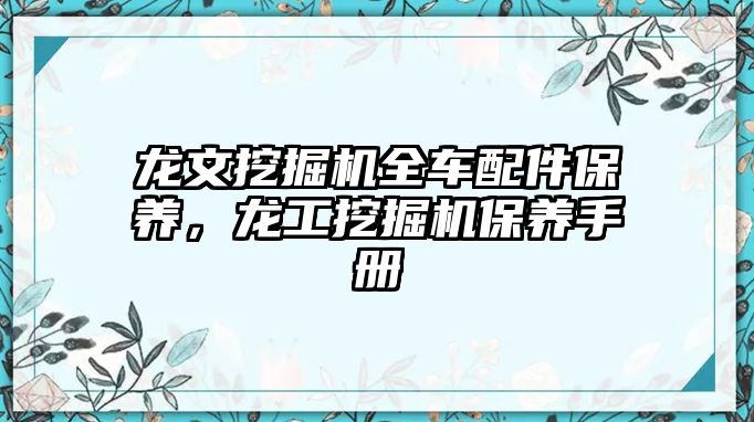 龍文挖掘機全車配件保養，龍工挖掘機保養手冊