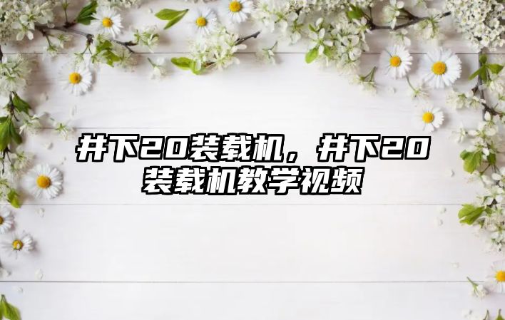 井下20裝載機，井下20裝載機教學視頻