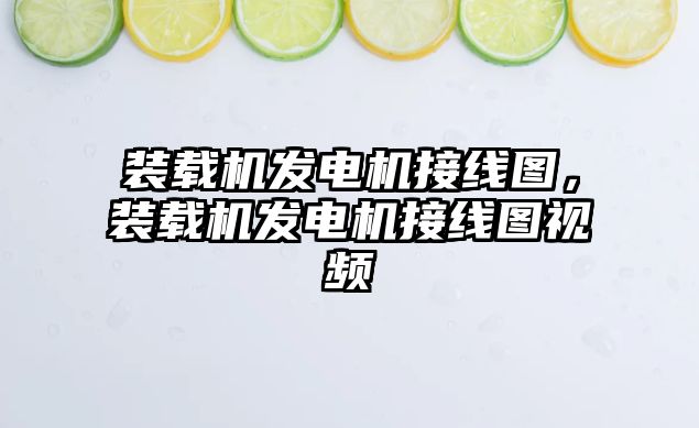 裝載機發電機接線圖，裝載機發電機接線圖視頻