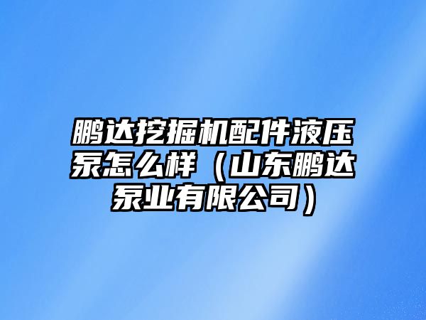 鵬達挖掘機配件液壓泵怎么樣（山東鵬達泵業有限公司）