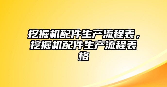 挖掘機配件生產流程表，挖掘機配件生產流程表格