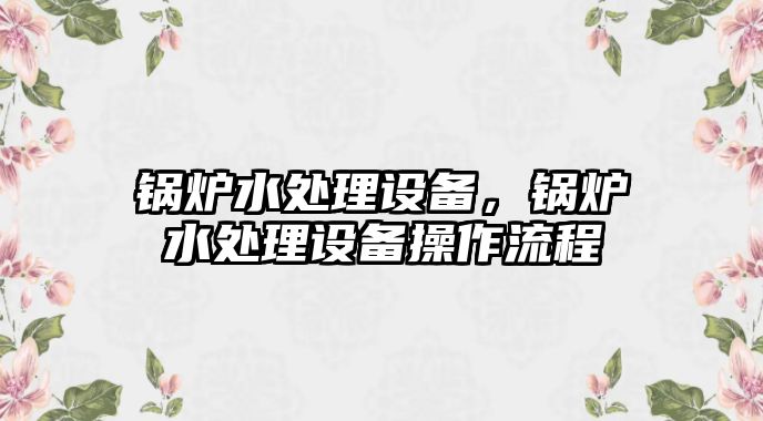 鍋爐水處理設備，鍋爐水處理設備操作流程