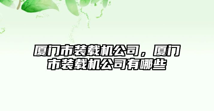 廈門市裝載機公司，廈門市裝載機公司有哪些