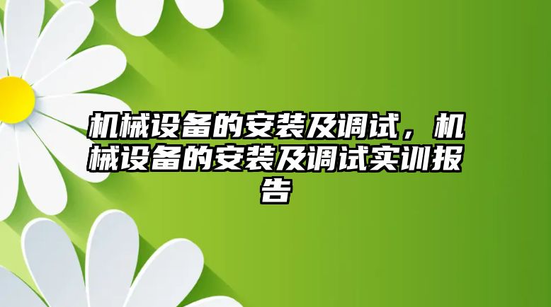 機械設備的安裝及調試，機械設備的安裝及調試實訓報告