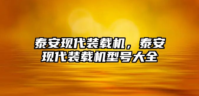 泰安現代裝載機，泰安現代裝載機型號大全