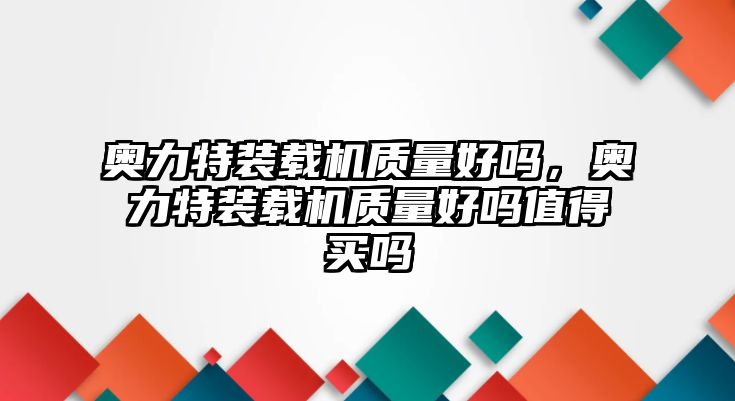 奧力特裝載機(jī)質(zhì)量好嗎，奧力特裝載機(jī)質(zhì)量好嗎值得買嗎