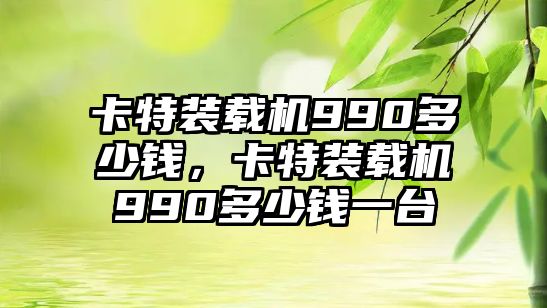 卡特裝載機990多少錢，卡特裝載機990多少錢一臺