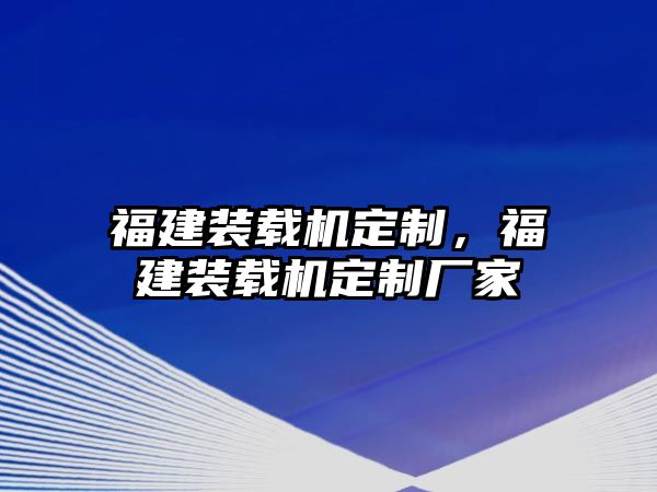 福建裝載機定制，福建裝載機定制廠家