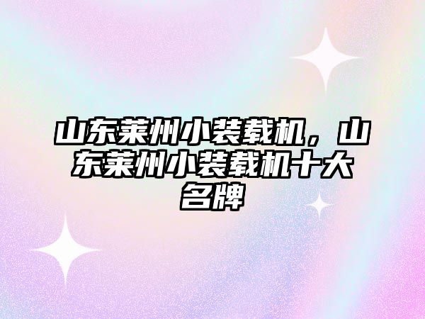 山東萊州小裝載機，山東萊州小裝載機十大名牌