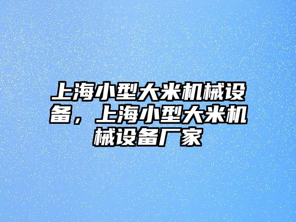 上海小型大米機械設備，上海小型大米機械設備廠家