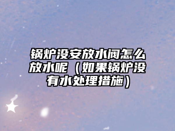 鍋爐沒安放水閥怎么放水呢（如果鍋爐沒有水處理措施）