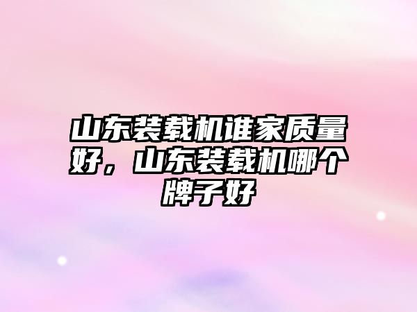 山東裝載機誰家質量好，山東裝載機哪個牌子好