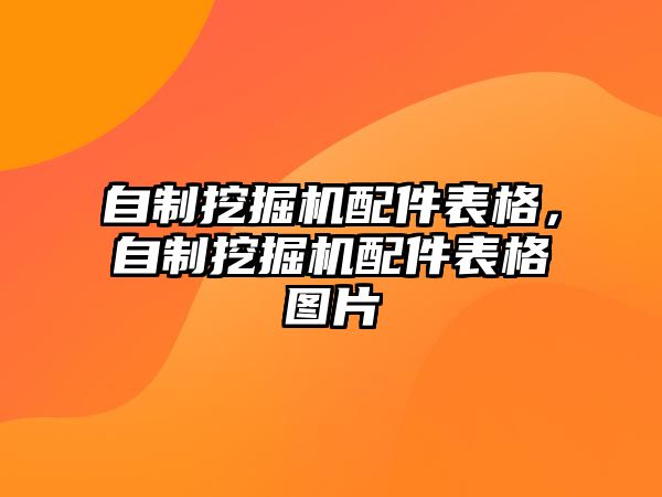 自制挖掘機配件表格，自制挖掘機配件表格圖片