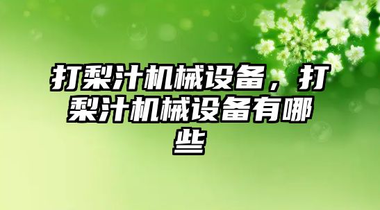 打梨汁機械設備，打梨汁機械設備有哪些