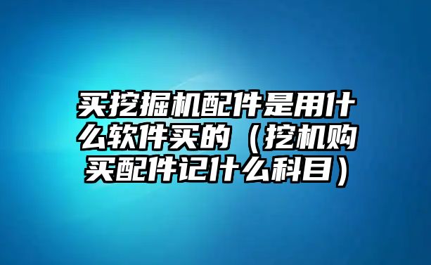 買挖掘機配件是用什么軟件買的（挖機購買配件記什么科目）