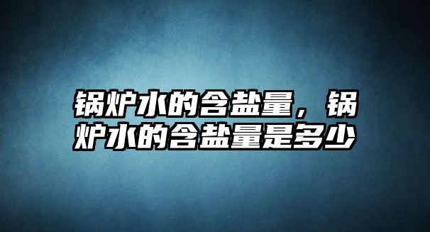 鍋爐水的含鹽量，鍋爐水的含鹽量是多少