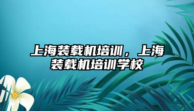 上海裝載機培訓，上海裝載機培訓學校