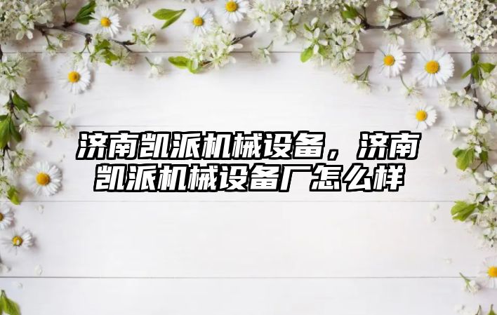 濟南凱派機械設備，濟南凱派機械設備廠怎么樣