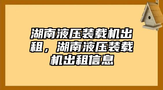 湖南液壓裝載機出租，湖南液壓裝載機出租信息