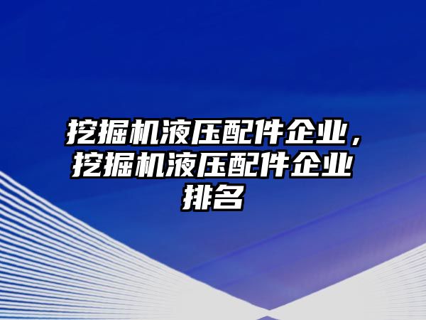 挖掘機液壓配件企業，挖掘機液壓配件企業排名