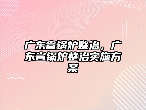 廣東省鍋爐整治，廣東省鍋爐整治實施方案