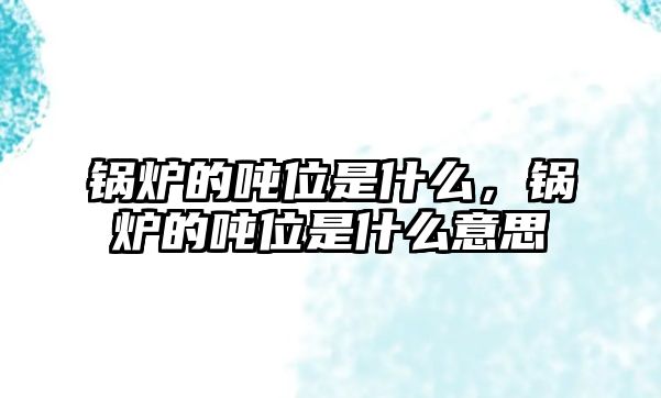 鍋爐的噸位是什么，鍋爐的噸位是什么意思