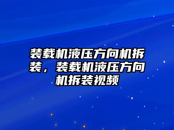 裝載機液壓方向機拆裝，裝載機液壓方向機拆裝視頻