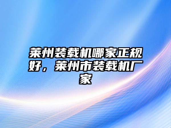 萊州裝載機(jī)哪家正規(guī)好，萊州市裝載機(jī)廠家