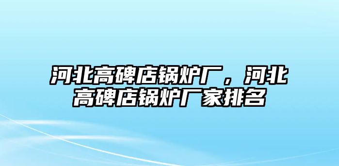 河北高碑店鍋爐廠，河北高碑店鍋爐廠家排名