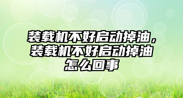 裝載機不好啟動掉油，裝載機不好啟動掉油怎么回事