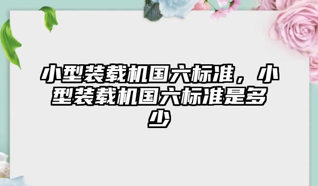 小型裝載機國六標準，小型裝載機國六標準是多少