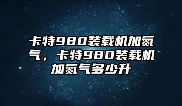 卡特980裝載機加氮氣，卡特980裝載機加氮氣多少升