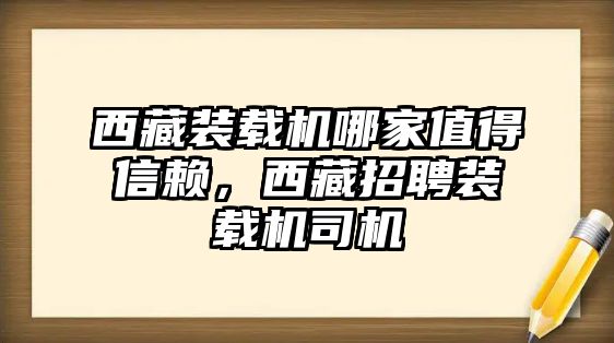 西藏裝載機哪家值得信賴，西藏招聘裝載機司機