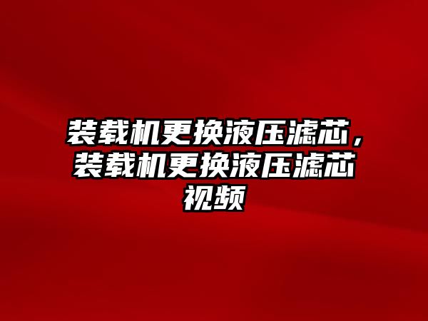 裝載機更換液壓濾芯，裝載機更換液壓濾芯視頻