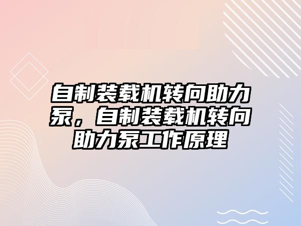 自制裝載機轉向助力泵，自制裝載機轉向助力泵工作原理