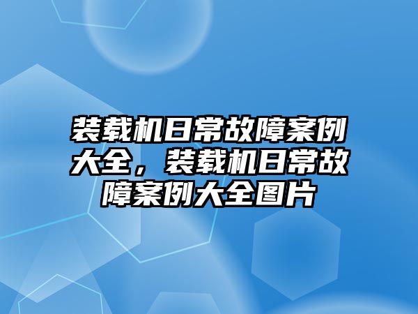 裝載機日常故障案例大全，裝載機日常故障案例大全圖片