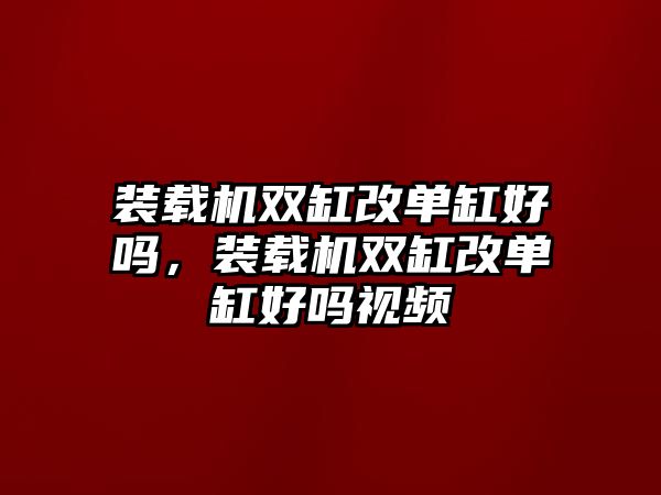 裝載機雙缸改單缸好嗎，裝載機雙缸改單缸好嗎視頻