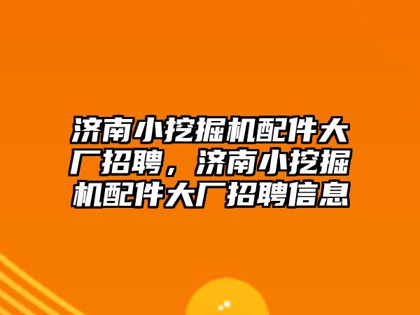 濟南小挖掘機配件大廠招聘，濟南小挖掘機配件大廠招聘信息