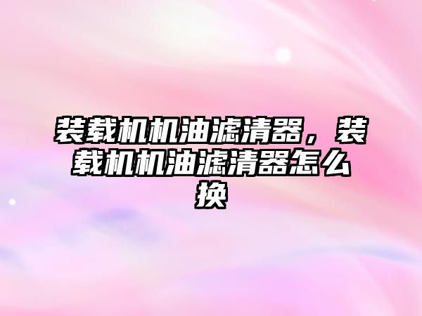 裝載機機油濾清器，裝載機機油濾清器怎么換