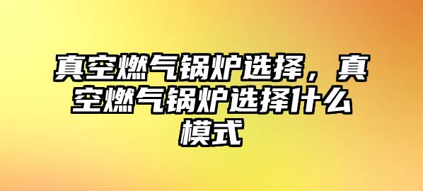 真空燃氣鍋爐選擇，真空燃氣鍋爐選擇什么模式