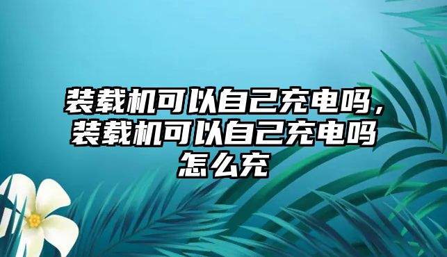 裝載機可以自己充電嗎，裝載機可以自己充電嗎怎么充